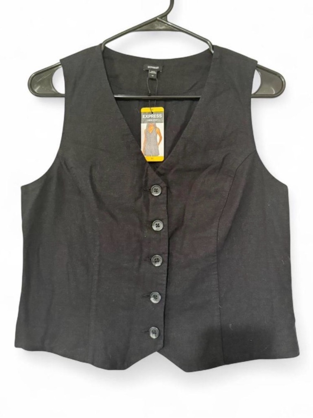 Express Women's Black Button-Front Vest